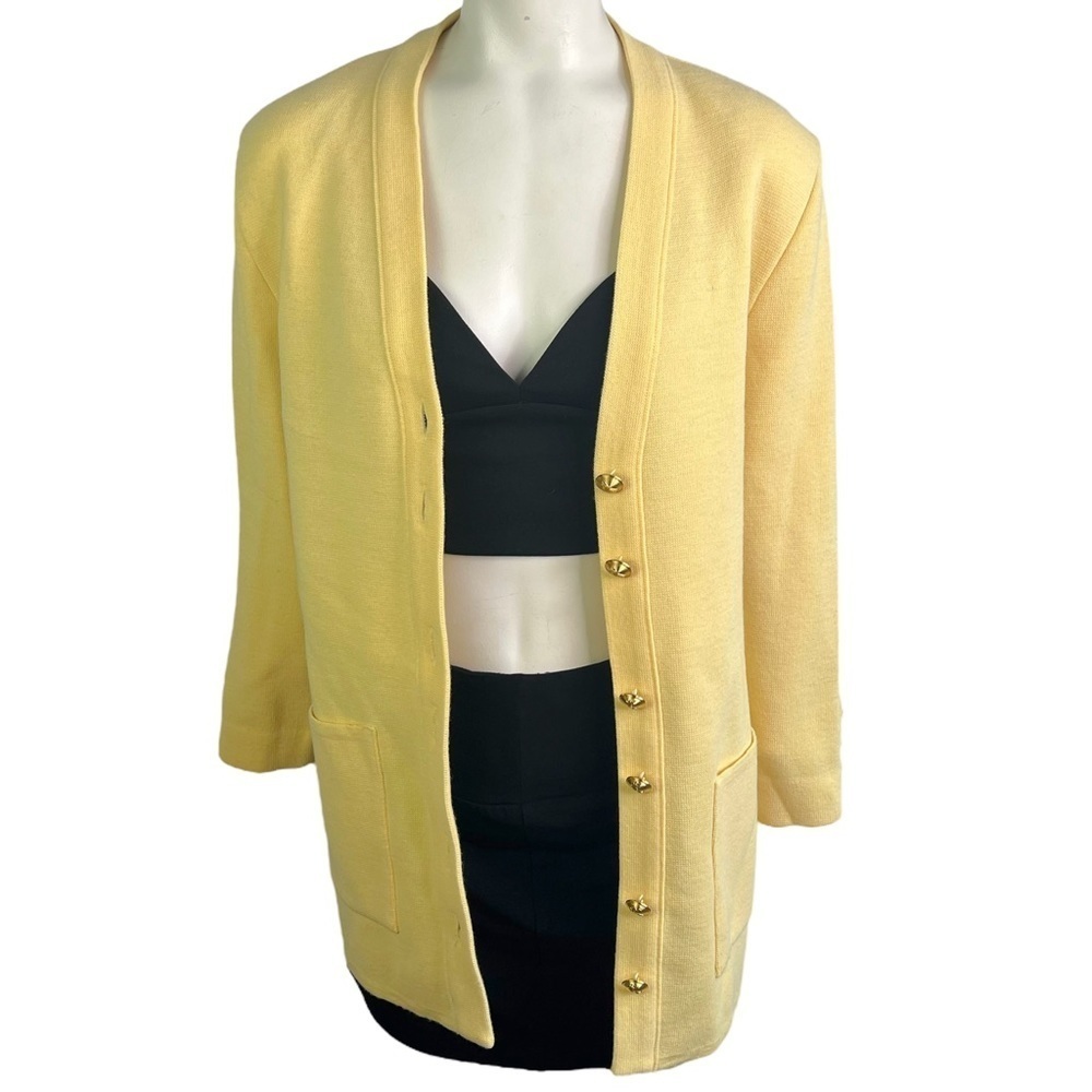 LAINE ET MAILLE VINTAGE OVERSIZED CARDIGAN  WOOL BUTTON DOWN SWEATER GOLD BUTTON
